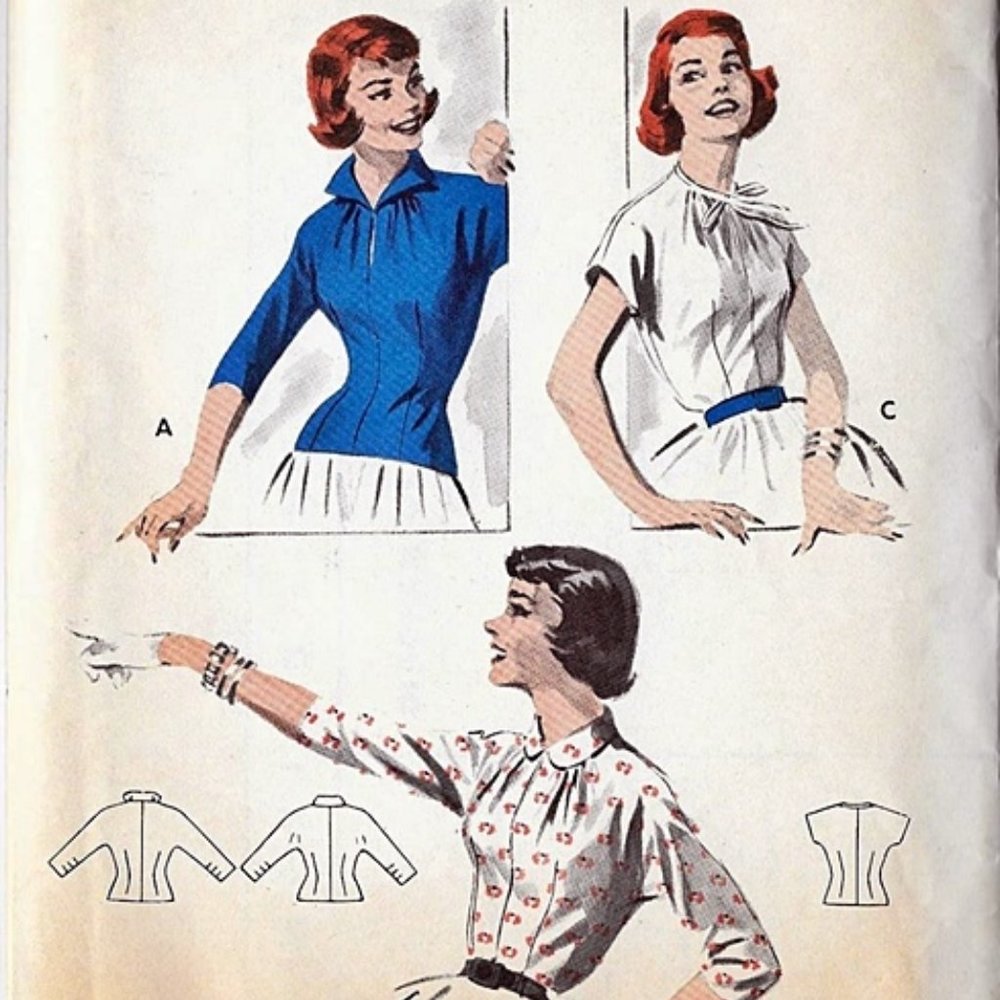 Original 1950s Vintage Fitted Figure Hugging Blouse Or Tops Sewing Pattern B 38